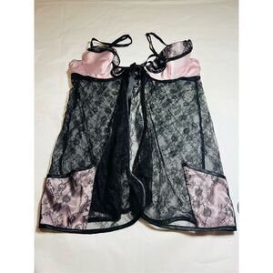 Victoria's Secret pink and black lace baby doll lingerie
